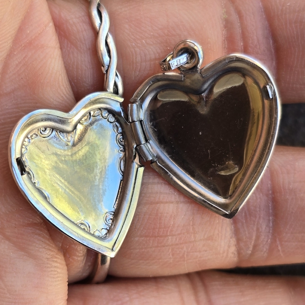 Solid Sterling Silver 925 Heart Mom Engraved Lock… - image 4